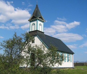 Þingvallakirkja (Church of thingvellir) in the summertime