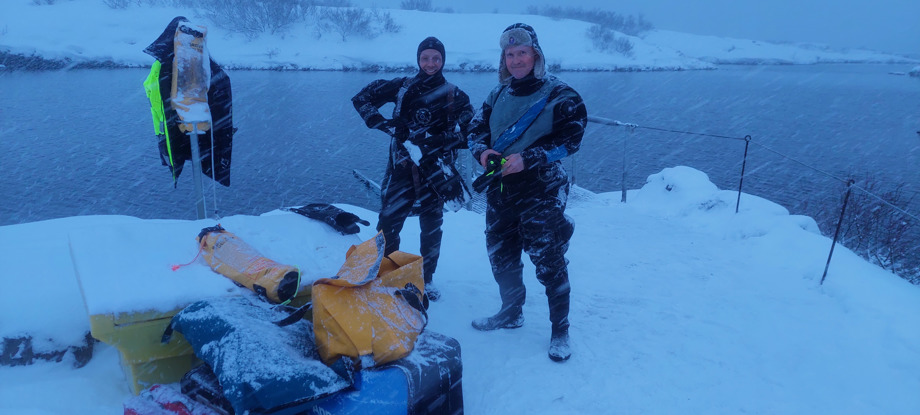 Rangers on safety and rescue course with paramedic at Silfra fissure